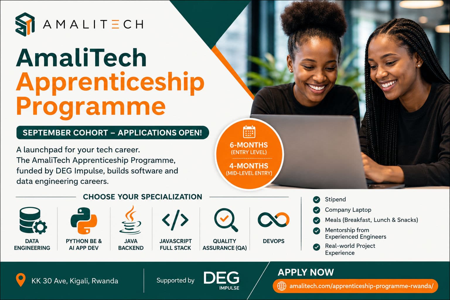 AmaliTech Opens Applications for Six-Month Software Engineering Apprenticeship in Rwanda