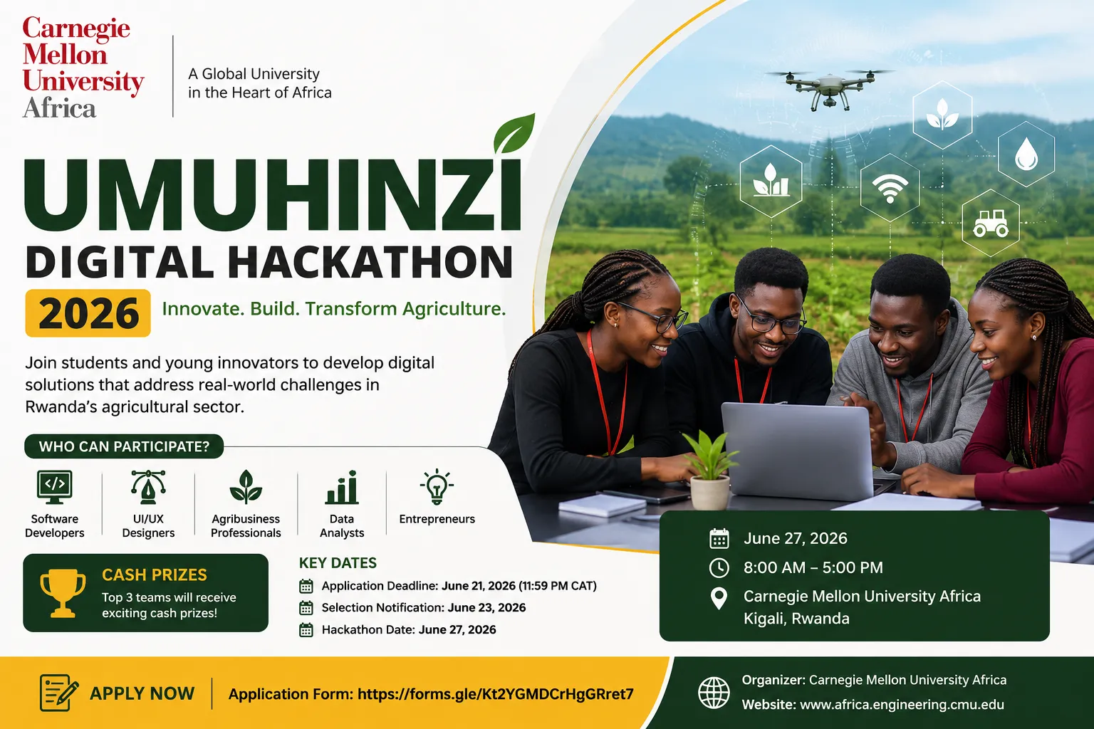 CMU-Africa Opens Applications for Umuhinzi Digital Hackathon 2026
