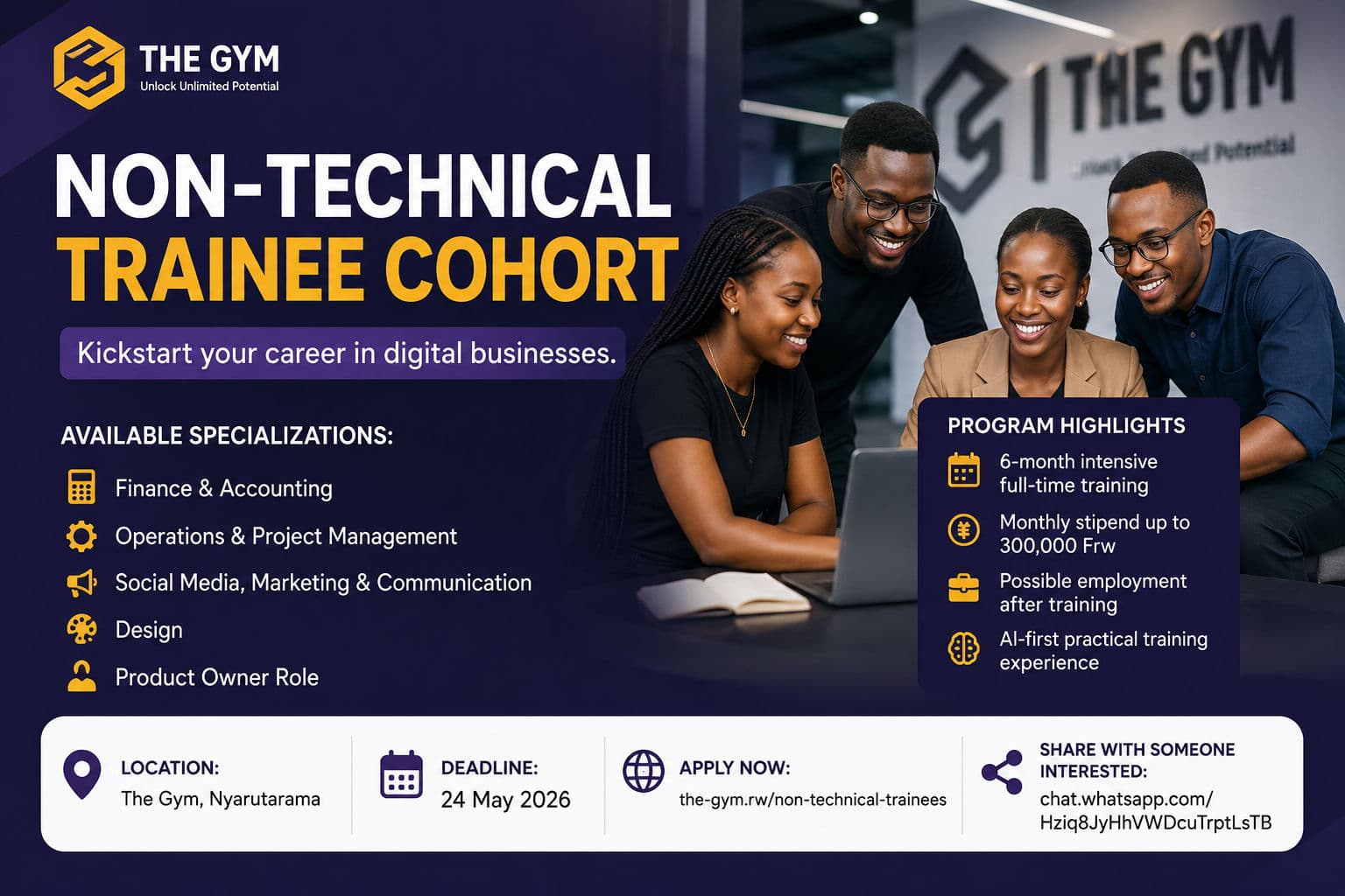 The Gym Rwanda Opens Applications for Non-Technical Digital Business Trainee Cohort
