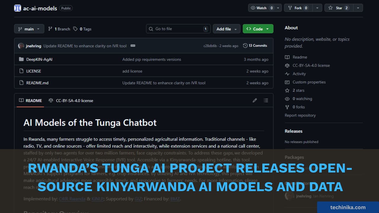 Rwanda’s Tunga AI Project Releases Open-Source Kinyarwanda AI Models and Data