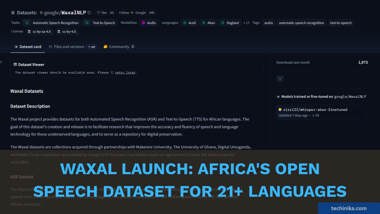 WAXAL Launch: Africa's Open Speech Dataset for 21+ Languages